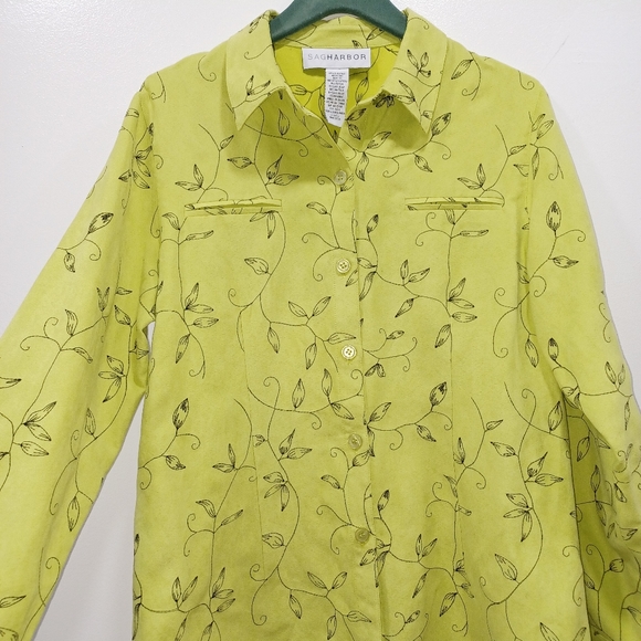 VINTAGE SAG HARBOR WOMAN SHIRT LIGHT GREEN PLUS SIZE 14 - Picture 2 of 10